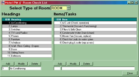 Edit Room Checklist